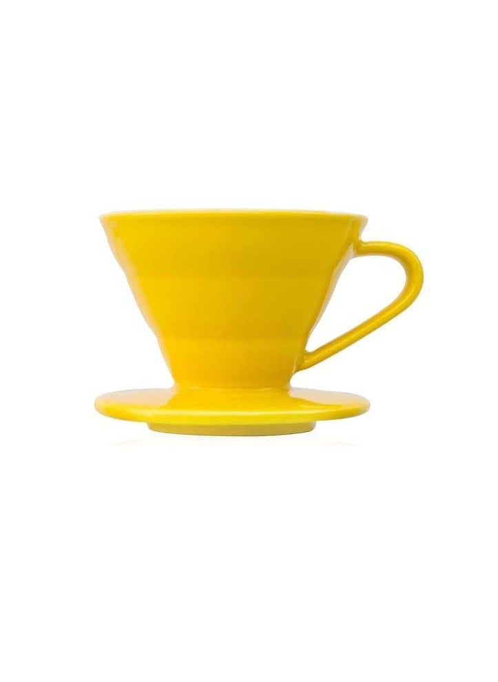 Generic Liying Ceramic Coffee Dripper Pour Over Coffee Maker, V60 Filter for 1-2 Cups Slow Brewing Accessories for Home Cafe Restaurants Coffee (Yellow #1)  - Image 1