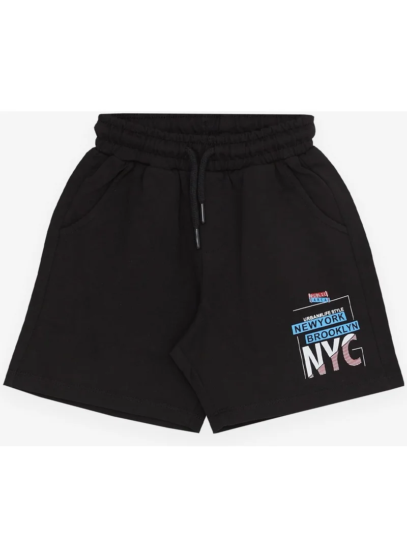 Breeze Girls & Boys Boy Shorts with Text Printed Lace Up Pocket Age 3-7, Black