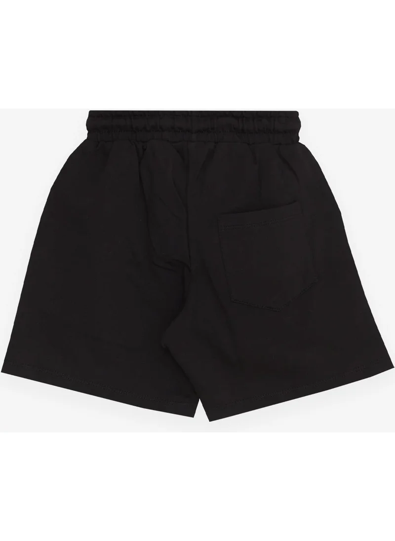 Breeze Girls & Boys Boy Shorts with Text Printed Lace Up Pocket Age 3-7, Black