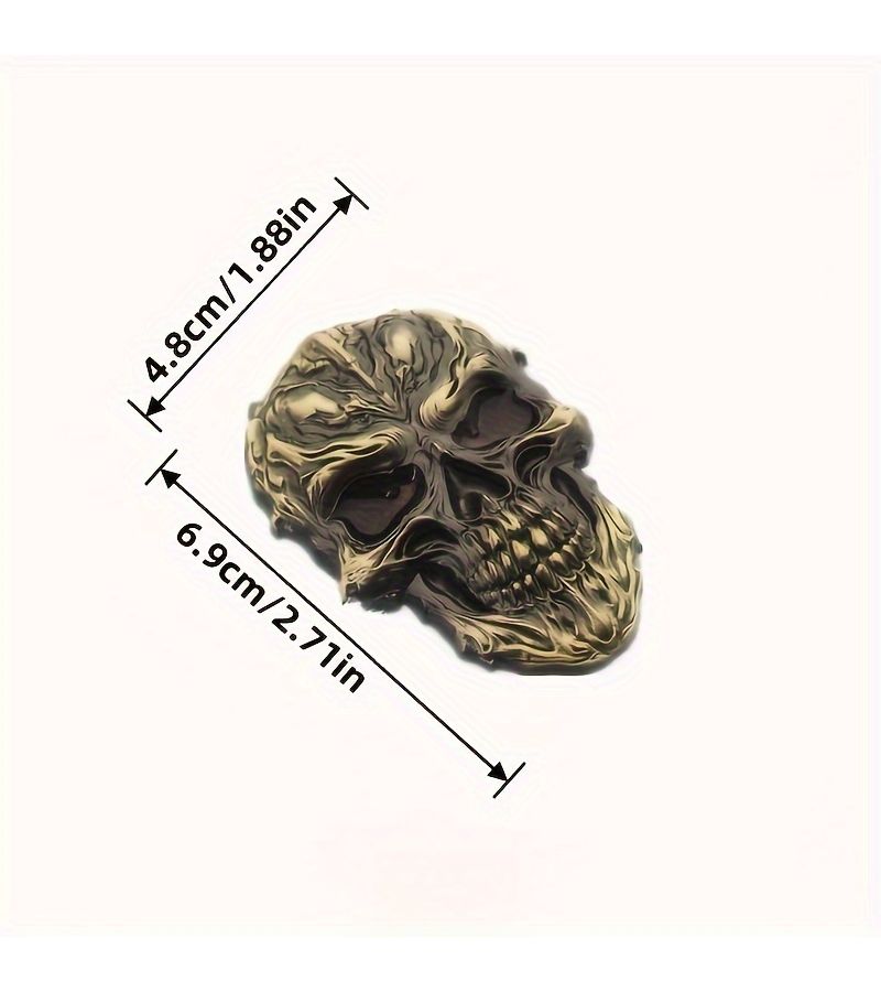 Bronze Metal Skull Demon Car Sticker Decal - Image 2