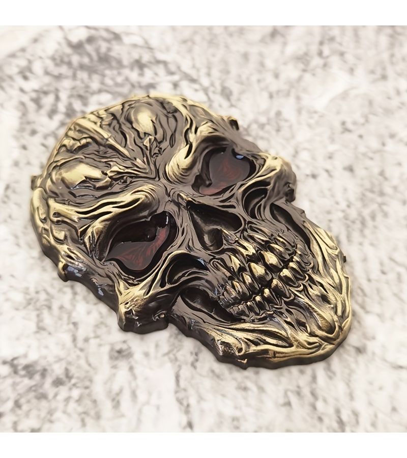 Bronze Metal Skull Demon Car Sticker Decal - Image 5