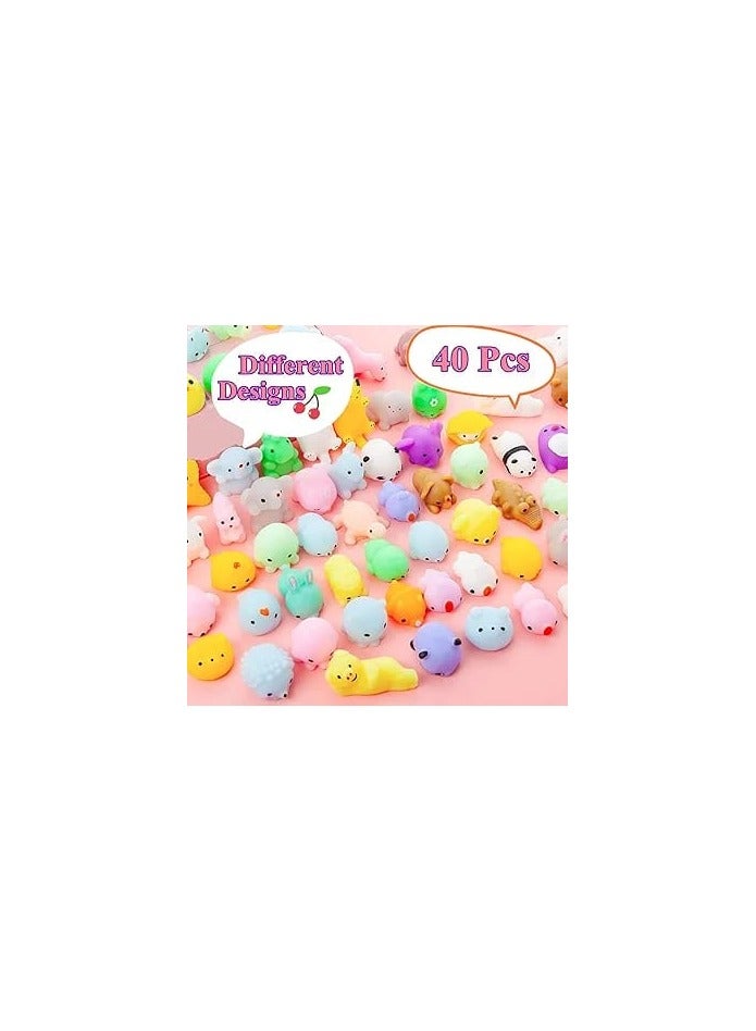 Eotia 40PCS Kawaii Mochi Squishy Toys - Mini Animal Stress Relief Toys for Kids & Adults | Party Favors, Goodie Bag Fillers, Cute Cat & Unicorn Squeeze Toys - Image 1