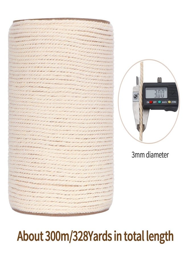 HOMEBOBO Macrame Cord 3mm x 328Yards(984Feet), Natural Cotton Macrame Rope - 3 Strands Twisted Macrame Cotton Cord for Wall Hanging, Plant Hangers, Crafts, Gift Wrapping and Wedding Decorations - Image 2
