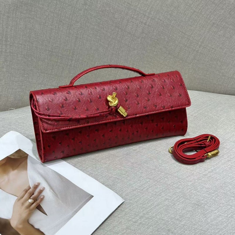 Ostrich Pattern Latch Lockbuckle Niche Horizontal Bag High-End Sense Baguette Shoulder Bag Women'S Underarm Clutch Bag - Image 2