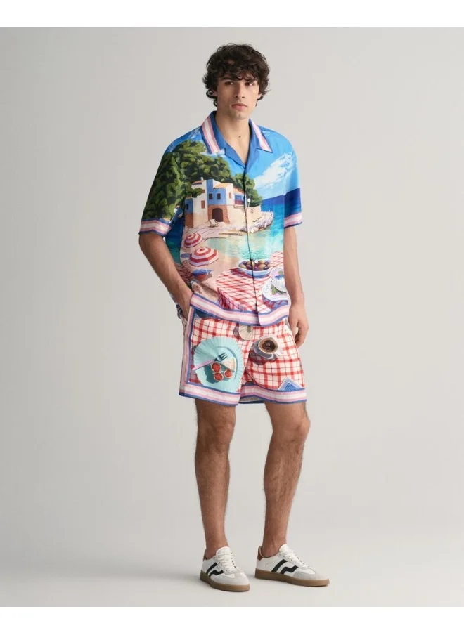 غانت Gant Relaxed Fit Scenery Print Silk Shirt