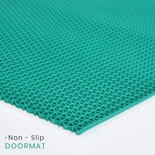 Yellow Weaves Anti Skid Multipurpose PVC Rubber Mat for Floor, Bathroom, Swimming Pool, Kitchen, Indoors, Outdoors | Color - Green | Waterproof Entrance Doormat, Rain Jali Mat (2x3 Feet) - Image 5