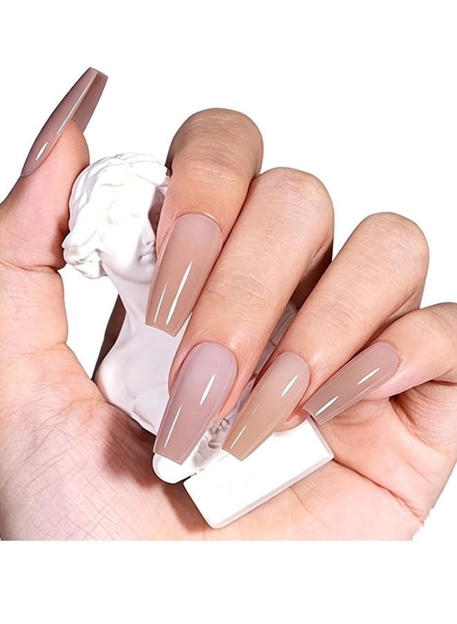 Happy D 140 stick-on nails, 14 sizes, medium trapezoid fake nails, invisible and durable, perfect for DIY nails, nail salons, parties, everyday wear, and gifting to women. Suitable for stick-on nails, French nails, fake nails, wearable nails, acrylic nails, and artificial nails (nude tones mixed in 4 colors). - Image 2