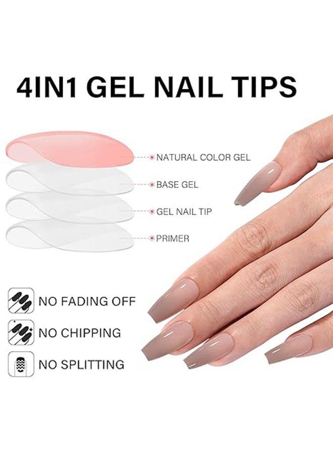 Happy D 140 stick-on nails, 14 sizes, medium trapezoid fake nails, invisible and durable, perfect for DIY nails, nail salons, parties, everyday wear, and gifting to women. Suitable for stick-on nails, French nails, fake nails, wearable nails, acrylic nails, and artificial nails (nude tones mixed in 4 colors). - Image 5