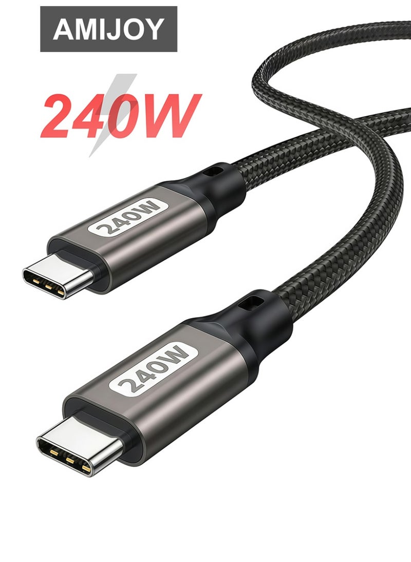 AMIJOY 240W Type C to Type C Cable 2M Braided 48V 5A PD3.1 Fast Charging USB C to USB C Cable E-Marker Chip for iPhone 17 16 15 Pro Max MacBook Pro Air M4 M3 M2 Galaxy S26 S25 S24 S23 Ultra iPad Pro Dell XPS - Image 1