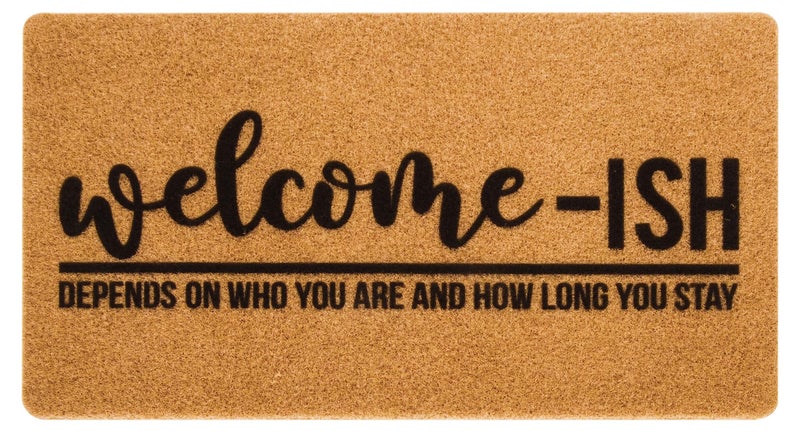 Eohak WelcomeIsh Front Door Mat  WelcomeIsh Depends Who You are Doormat Non Slip Backing Mat for Home Entry Farmhouse17x 29