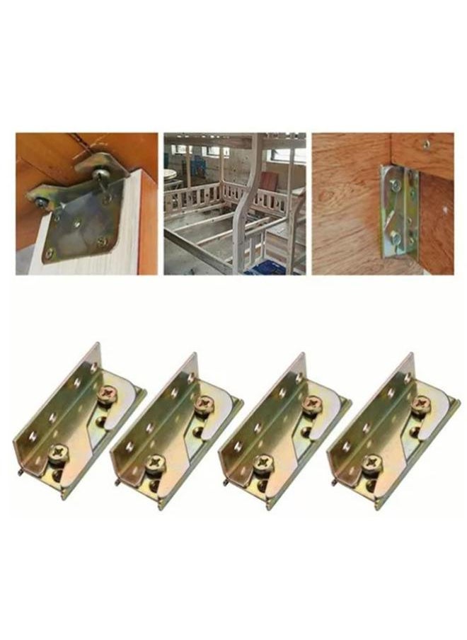 Thoraya 4Pcs Hinges Iron Color Plating Thickened Bed Insert Hinges with 32 Screws Woodworking Tools  - Image 3