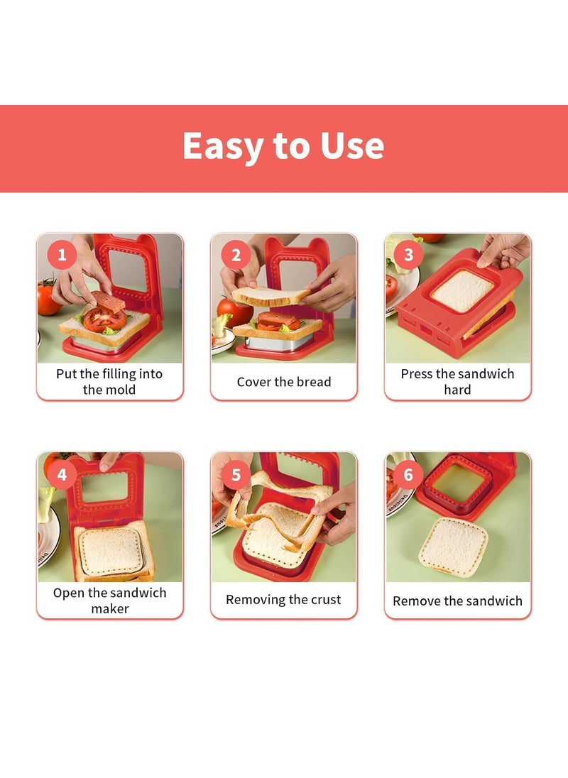 PURCHASE ZONE PURCHASE ZONE 1pc Sandwich Cutter and Sealer Easy Pastry Cutter for Lunch Box Bento Box Decoration Baking Tools Kitchen Accessories Multicolor 1PCS  - Image 5