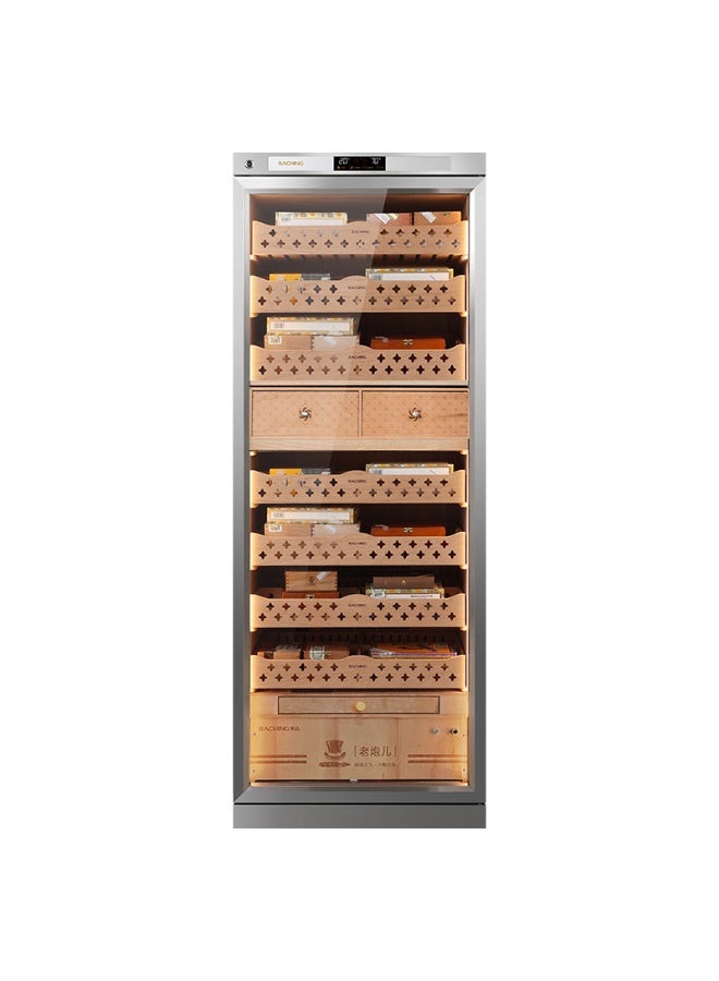 Raching Stainless Steel Humidor Cabinet, 450L Large Capacity CT48A Cigar Humidor for Cigar Display,Storing&Aging, Spanish Cedar Drawers&Liner -Silver - Image 2