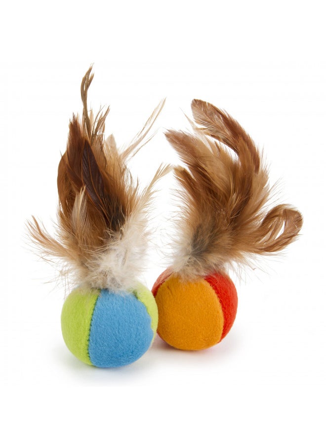 SmartyKat SmartyKat (2 Count) Flutter Balls Feather Cat Toys - Multi Color, 2 Count  - Image 1