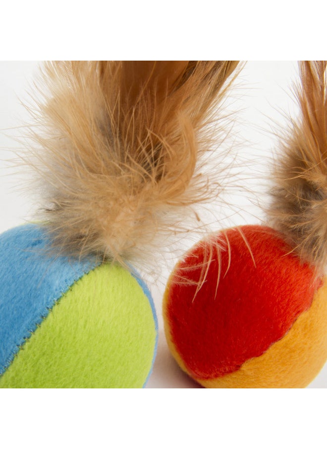SmartyKat SmartyKat (2 Count) Flutter Balls Feather Cat Toys - Multi Color, 2 Count  - Image 3