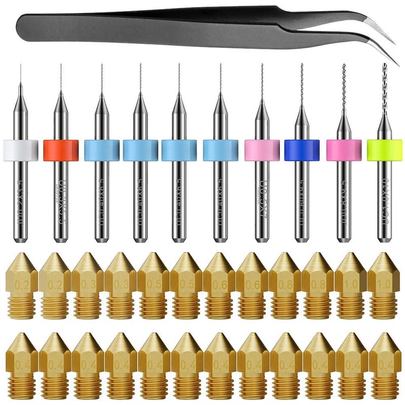 MK8 Copper 3D Printer Nozzle Kit with Cleaning Drill Bits 10PCS - Image 2