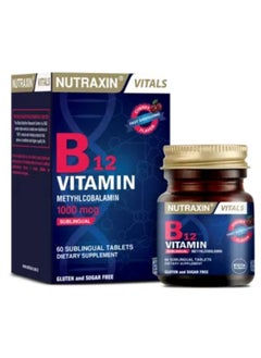 NUTRAXIN Nutraxin Vitamin B12 Sublingual, Cherry Flavored, Fast Dissolving 1000 mcg 60 Vegan Tablets  - Image 1