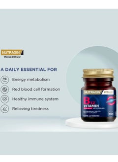 NUTRAXIN Nutraxin Vitamin B12 Sublingual, Cherry Flavored, Fast Dissolving 1000 mcg 60 Vegan Tablets  - Image 2