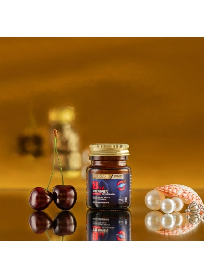 نوتركسين فيتامين ب12 من نوتراكسين تحت اللسان، بنكهة الكرز، سريع الذوبان 1000 ميكروجرام، 60 قرص نباتي - Image 4