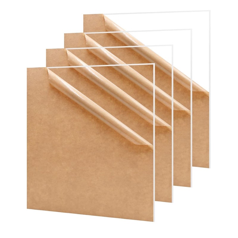 Generic Sure Laser Cut Transparent Clear Acrylic Sheet 12 x 6 Inches x 3 mm Pack of 4 Pieces Plexiglass Clear Acrylic Sheet Board For Glass Art Painting DIY Crafts Projects Photo Frames - Image 1
