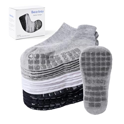 Bearbay Baby Non Slip Ankle Socks with Grippers for 0 Months-7 Years Old Walking Socks 9 Pairs Gift Set - Image 1