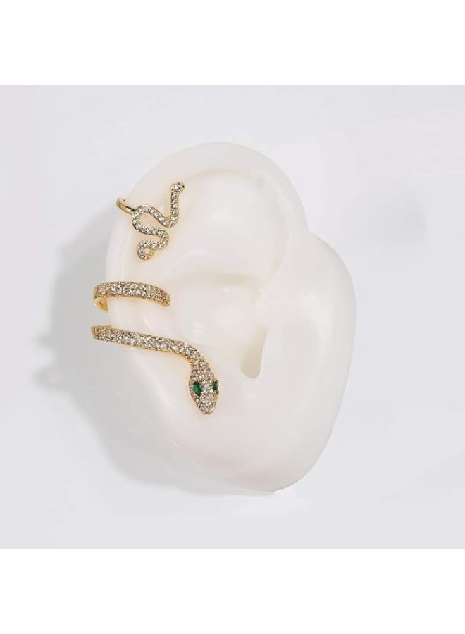 أقراط ذهبية للنساء، تصميم مشبك للأذن، مرصعة بأحجار الزركونيا المكعبة، قابلة للتعديل، لا تحتاج إلى ثقب الأذن. - Image 2