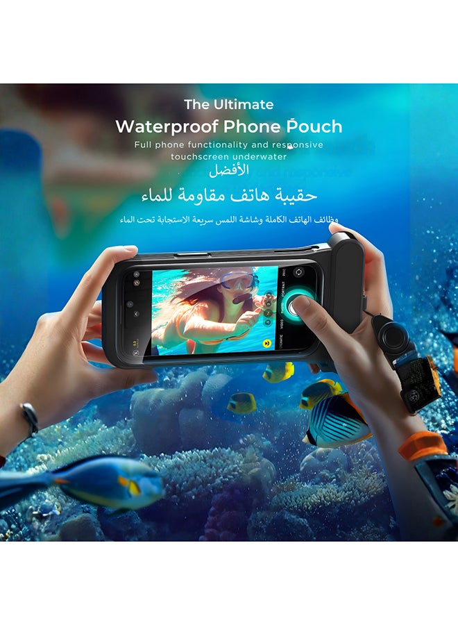 اي اس ار ESR جراب هاتف مقاوم للماء (IPX8) لآيفون 15/14/13 برو، حساسية اللمس تحت الماء، مع حبل تعليق، للغطس، أسود - Image 2