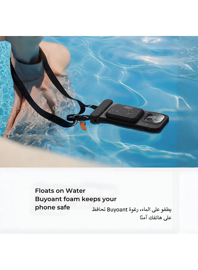 اي اس ار ESR جراب هاتف مقاوم للماء (IPX8) لآيفون 15/14/13 برو، حساسية اللمس تحت الماء، مع حبل تعليق، للغطس، أسود - Image 5