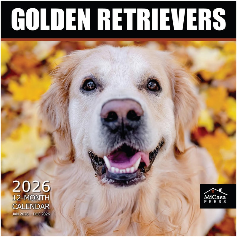 MICASA PRESS Golden Retrievers 2026 Wall Calendar 12 Month | 12" x 24" Open | Thick & Sturdy Paper | Holiday Gift | Cute Puppy Dog Calendar 2026 - Image 1