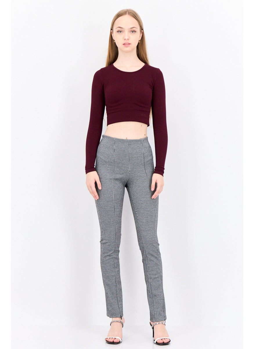 MANGO Women Skinny Fit Houndstooth Print Straight Pants, Black  - Image 4