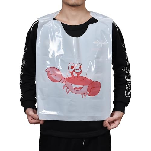 MGTECH 16 Pack 23 Inch Disposable Crab Bibs Thick Funny Plastic Seafood Bibs for Adults - Image 1