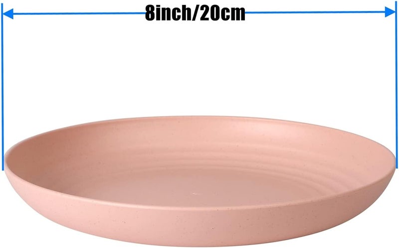 CAMBUY Wheat Straw Plates Lightweight Unbreakable Dinner Dishes Plates Set Dishwasher  Microwave Safe Large 8 Pack 8 - Image 3