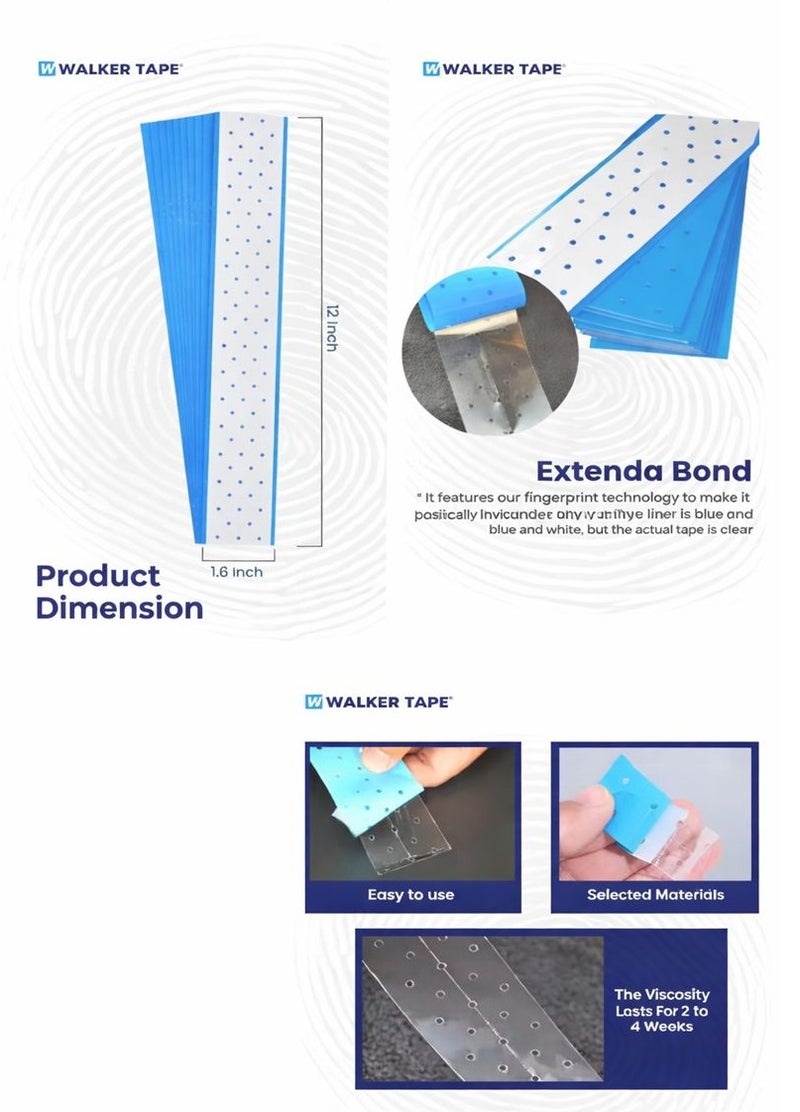 Walker Tape Extenda-Bond Plus – 1.5" x 12" Lace Wig Tape Strips (10 STRIPS) - Image 2