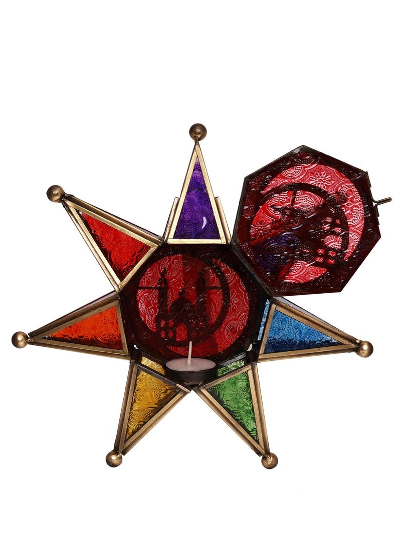 هلالفل نجمة معلقة يدوية الصنع من هيلافول | مناسبة لغرفة المعيشة، غرفة النوم، والأماكن الخارجية | هدية مثالية لتزيين المنزل في رمضان، عيد الفطر، أعياد الميلاد، حفلات الزفاف، وحفلات الانتقال إلى منزل جديد | مصنوعة من الحديد | أحمر - Image 1