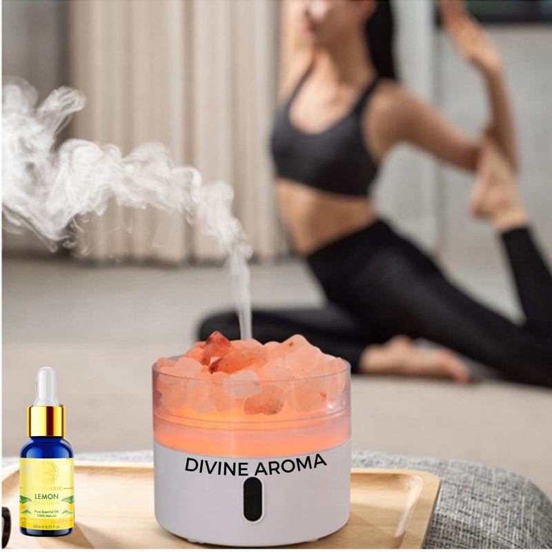 DIVINE AROMA Divine Aroma Portable Himalayan Rock Salt Lamp Aroma Diffuser YlangYlang Lavender Rosemary Geranium Citronella Love Potion 100 PURE Natural Essential Oils Multi Purpose Set For Home Fragrance Aromatherapy Skin Care Skin Whitening Hair Growth Care Personal Care Bath  - Image 4