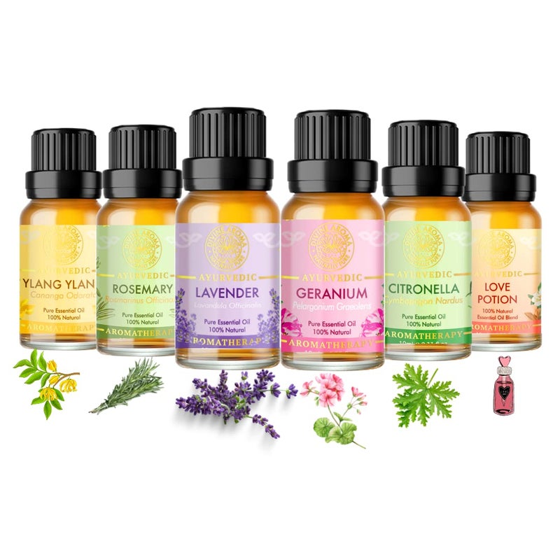 DIVINE AROMA Divine Aroma Portable Himalayan Rock Salt Lamp Aroma Diffuser YlangYlang Lavender Rosemary Geranium Citronella Love Potion 100 PURE Natural Essential Oils Multi Purpose Set For Home Fragrance Aromatherapy Skin Care Skin Whitening Hair Growth Care Personal Care Bath  - Image 2