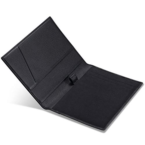 HISCOW Leather Junior Padfolio for Men & Women with Pen Loop, Italian Calfskin, Business Portfolio Notebook Folder (Pebbled Black) - Image 3