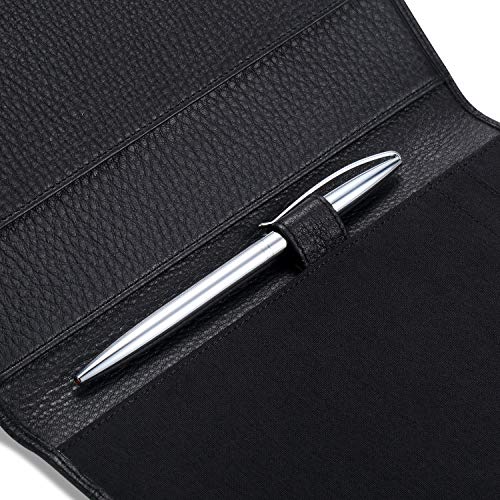HISCOW Leather Junior Padfolio for Men & Women with Pen Loop, Italian Calfskin, Business Portfolio Notebook Folder (Pebbled Black) - Image 4