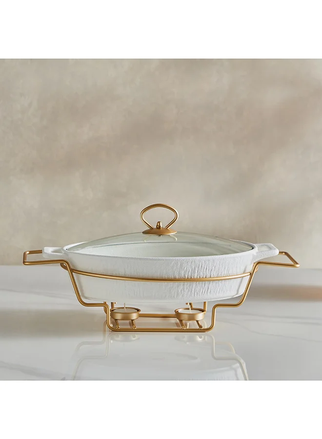 Home Box Celtic Oval Casserole with Candle Stand 26.9x39.5x11.2 cm