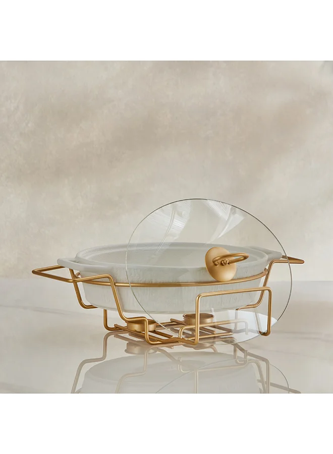 Home Box Celtic Oval Casserole with Candle Stand 26.9x39.5x11.2 cm