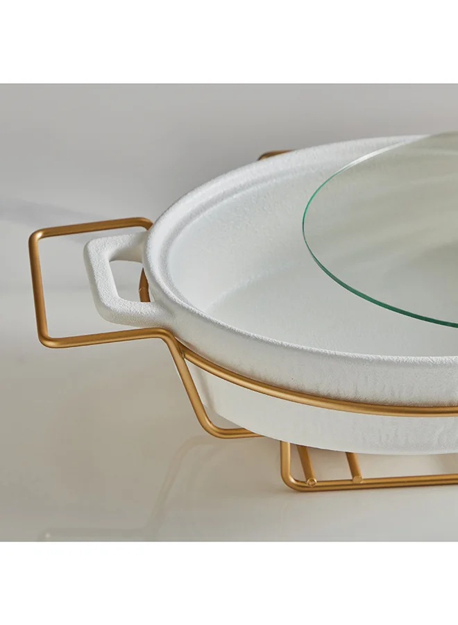 Home Box Celtic Oval Casserole with Candle Stand 26.9x39.5x11.2 cm