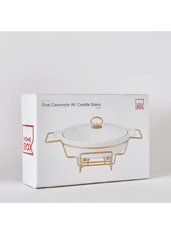 Home Box Celtic Oval Casserole with Candle Stand 26.9x39.5x11.2 cm