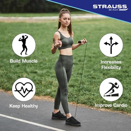 Strauss Skipping Rope | Skipping Rope for Women, Men & Kids | Fitness Exercise Equipment | Jumping Rope for Gym, Exercise, Training, Workout & Weight Loss|, (Grey/Blue) - Image 2
