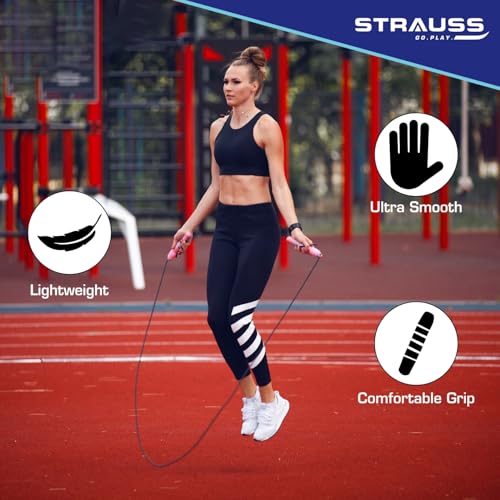 Strauss Skipping Rope | Skipping Rope for Women, Men & Kids | Fitness Exercise Equipment | Jumping Rope for Gym, Exercise, Training, Workout & Weight Loss|, (Grey/Blue) - Image 4