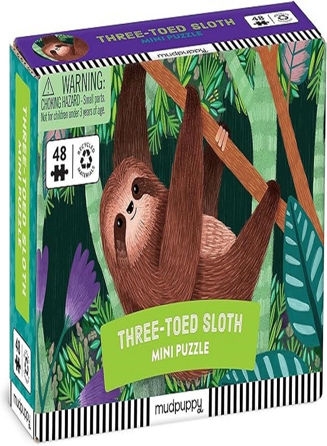 MudPuppy Three Toed Sloth 48 Piece Mini Puzzle