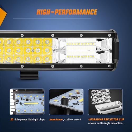 Nilight - 18007C-A 37Inch Triple Row Led Light Bar 468W Flood Spot Combo 46800LM Driving Lights Boat Led Off-Road Lights for Trucks - Image 4