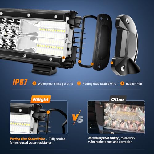 Nilight - 18007C-A 37Inch Triple Row Led Light Bar 468W Flood Spot Combo 46800LM Driving Lights Boat Led Off-Road Lights for Trucks - Image 5