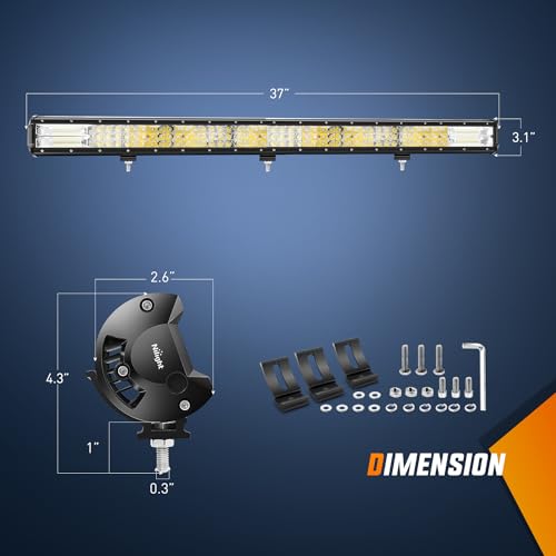 Nilight - 18007C-A 37Inch Triple Row Led Light Bar 468W Flood Spot Combo 46800LM Driving Lights Boat Led Off-Road Lights for Trucks - Image 2