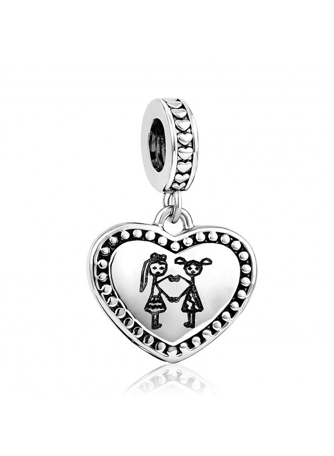 Chili Jewelry سحر مجوهرات تشيلي ليس أختًا بالدم ولكن أختًا بالقلب لأفضل صديقة BFF صداقة متوافقة مع سلاسل باندورا - Image 1