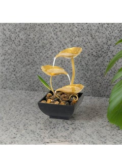 WINAORY WINAORY Tabletop Fountains Metal Water Fountain Home Decor Ornaments with Waterfall Desktop Leaf Fountains Deep Basin Natural River Rocks Indoor Zen Relaxation for Decor Office Living Room Bedroom  - Image 3